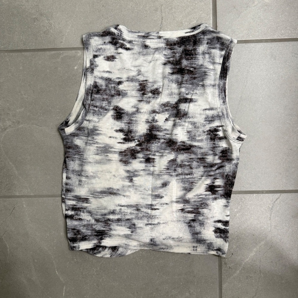 Athleta Womens Twist Front Sleeveless Crop Top Black White Abstract Tie Dye S - Picture 2 of 2